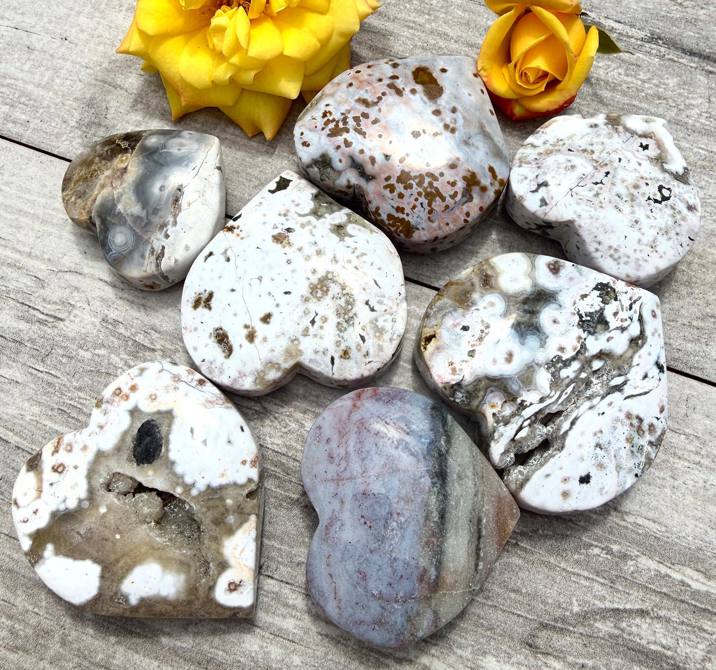 Wholesale 1 lb Lot Natural Ocean Jasper Heart Crystal Energy