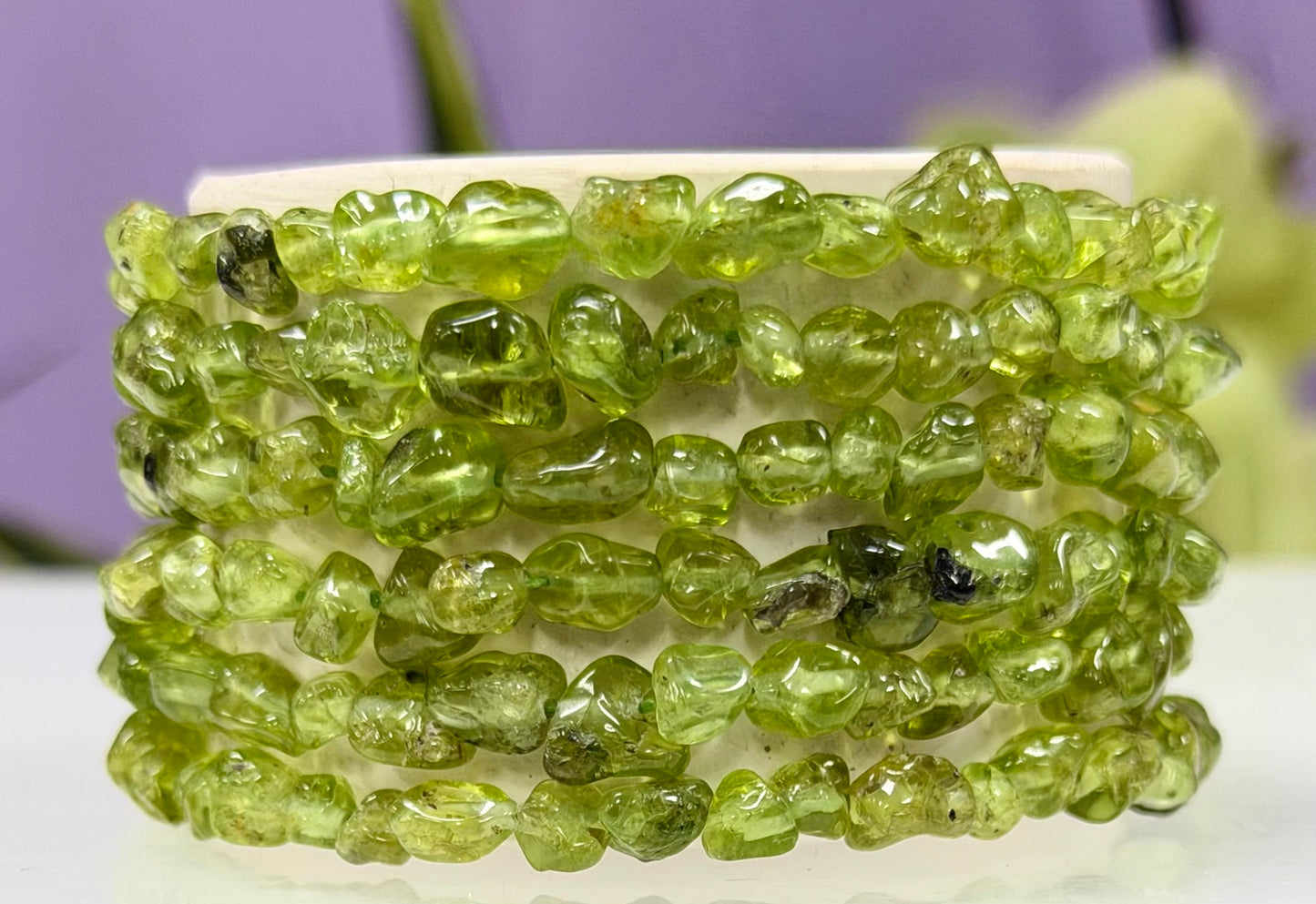 Wholesale 6 Pcs 5mm Natural Peridot 7” Crystal Healing Stretch Bracelet