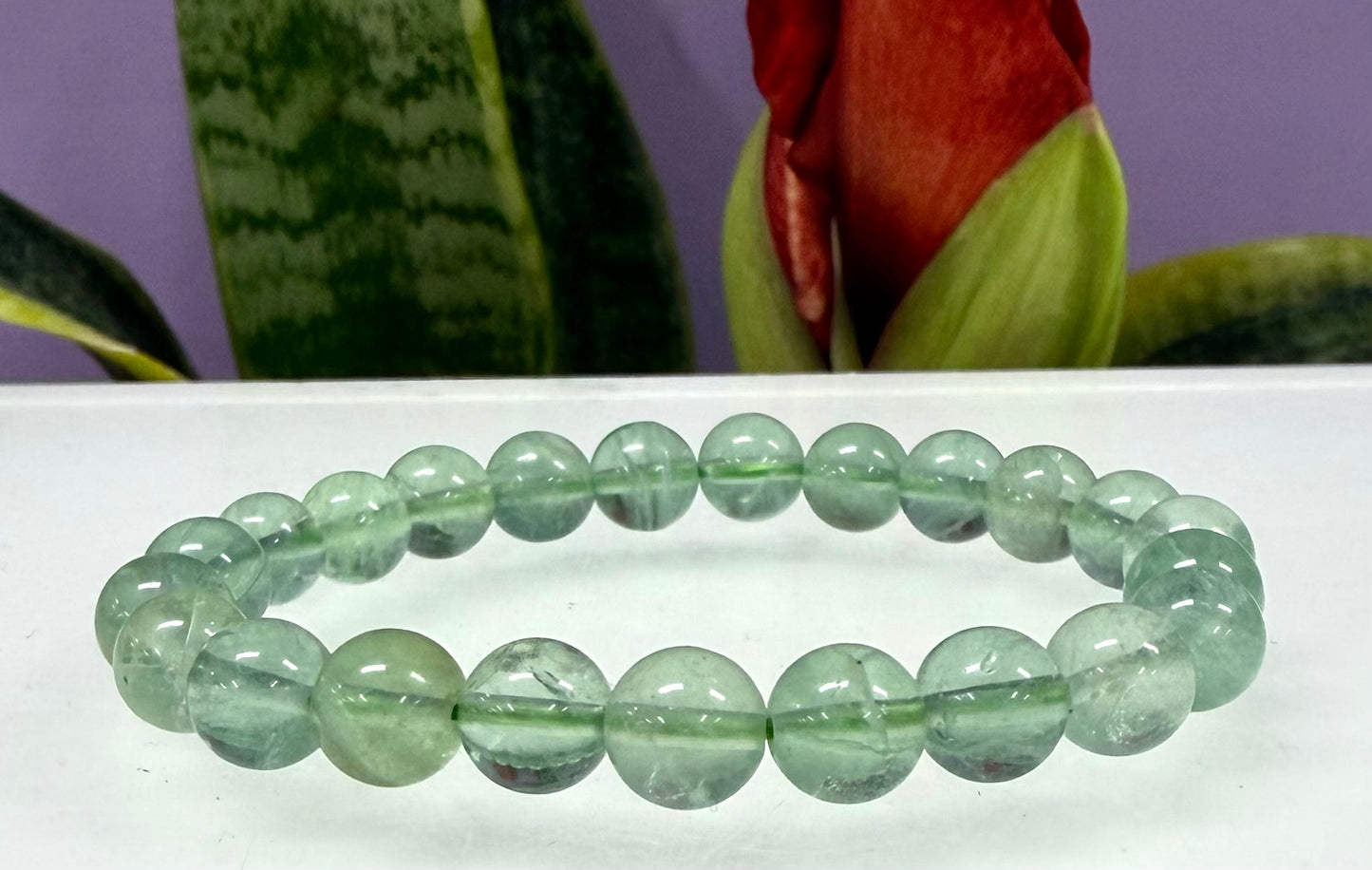 Wholesale 6 Pcs Natural Green Fluorite 8mm 7.5” Crystal Healing Stretch Bracelet