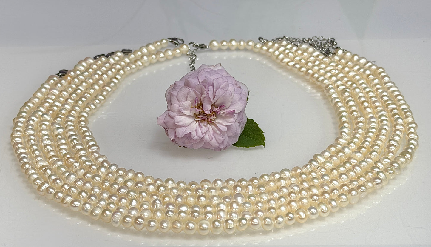 6 PCs 6 pcs ~6mm Natural Freshwater Pearl Necklace Healing Energy