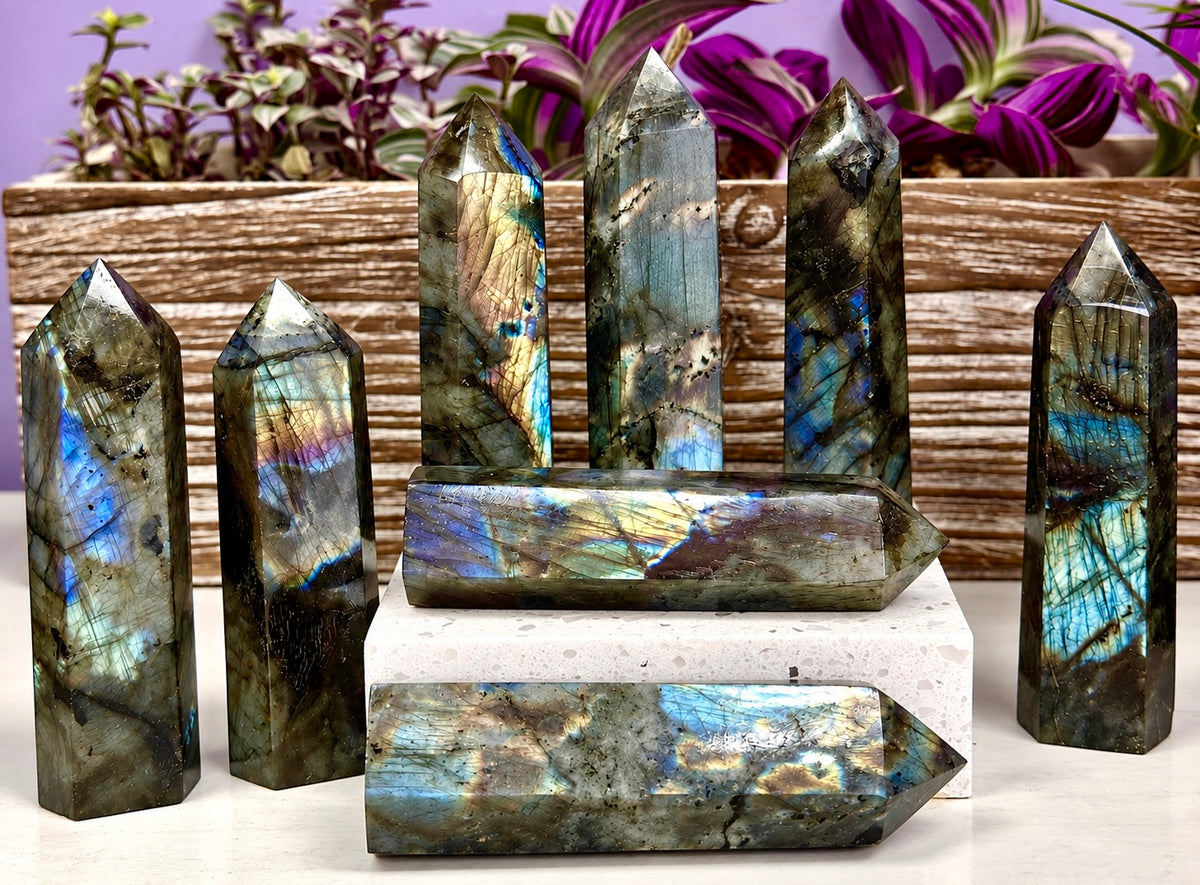 Wholesale Lot 2lbs Natural Labradorite obelisk Tower Point Crystal Healing Energy
