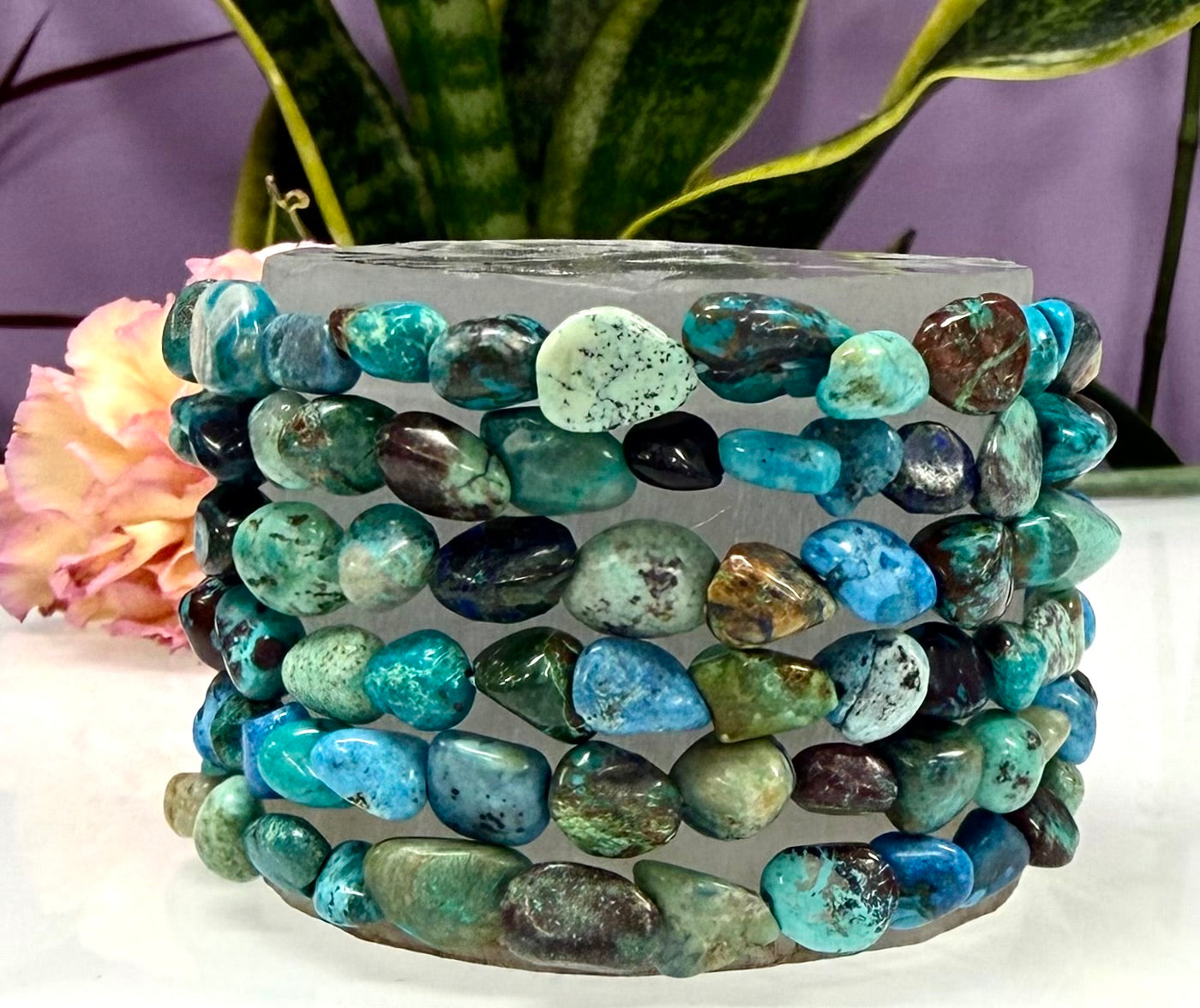 Wholesale 6 Pcs ~7mm Blue Opal Natural Crystal tumble Stretch Bracelet 7.5”