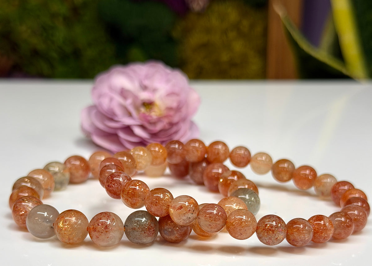 Wholesale Lot 6 Pcs 7-8.8mm Natural Sunstone Crystal Healing Stretch Bracelet