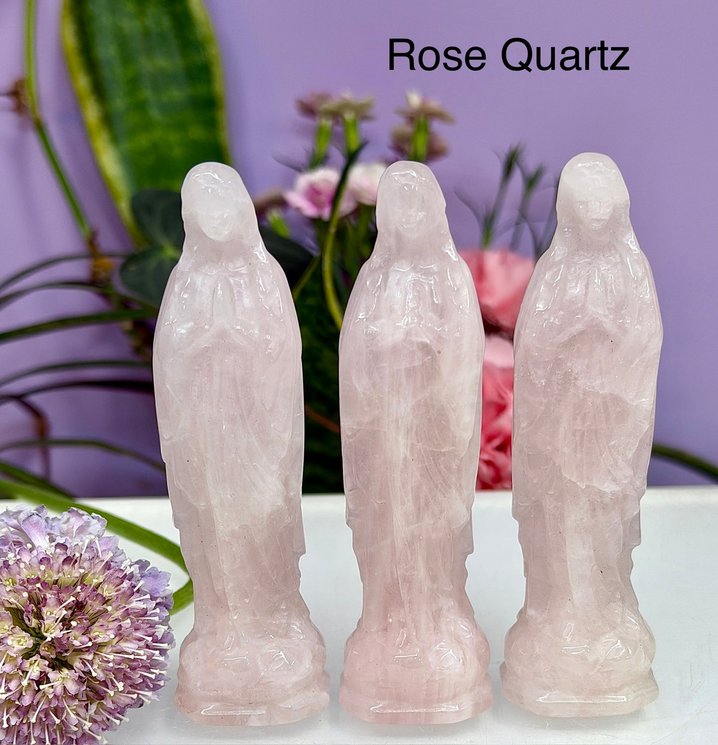 4PCs 10cm Natural Crystals Virgin Mary Healing Energy