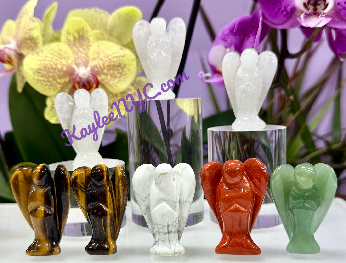 8 PCs Natural 2” Mix Crystal Angel