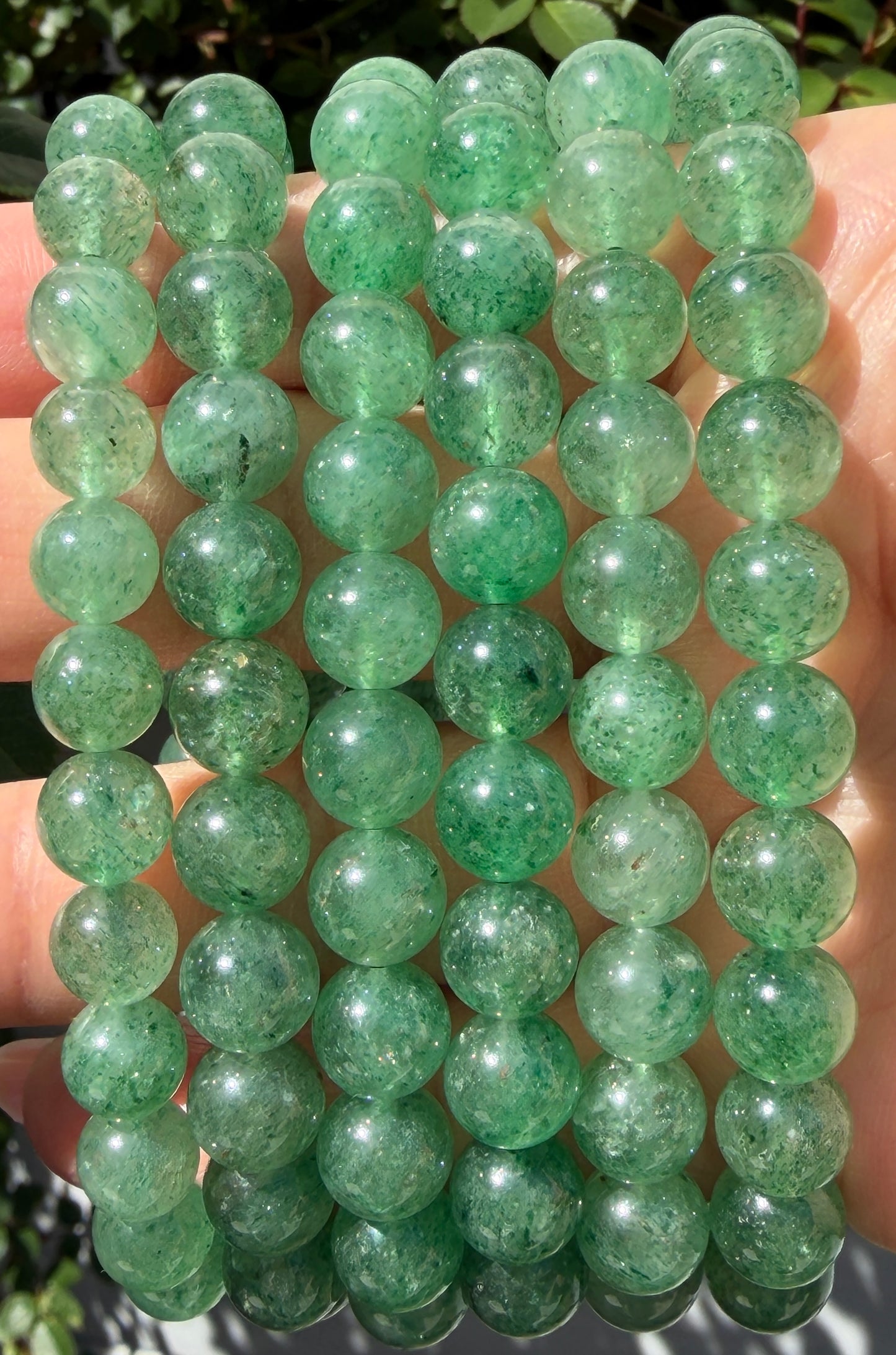 Wholesale 6 Pcs Natural Green Strawberry Quartz Bracelet 8mm 7.5” Healing Energy Crystal