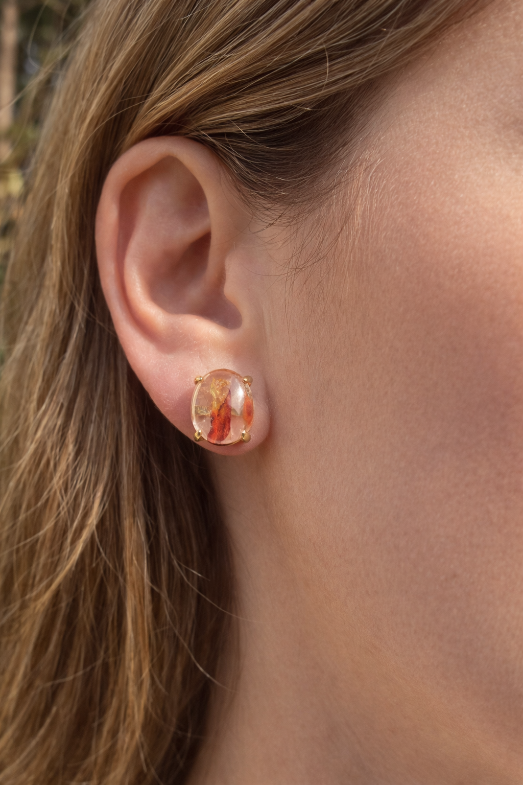 Wholesale Lot 5 Pairs Natural Hematiod Fire Quartz Sterling Silver(925) Earring Studs 8x10mm
