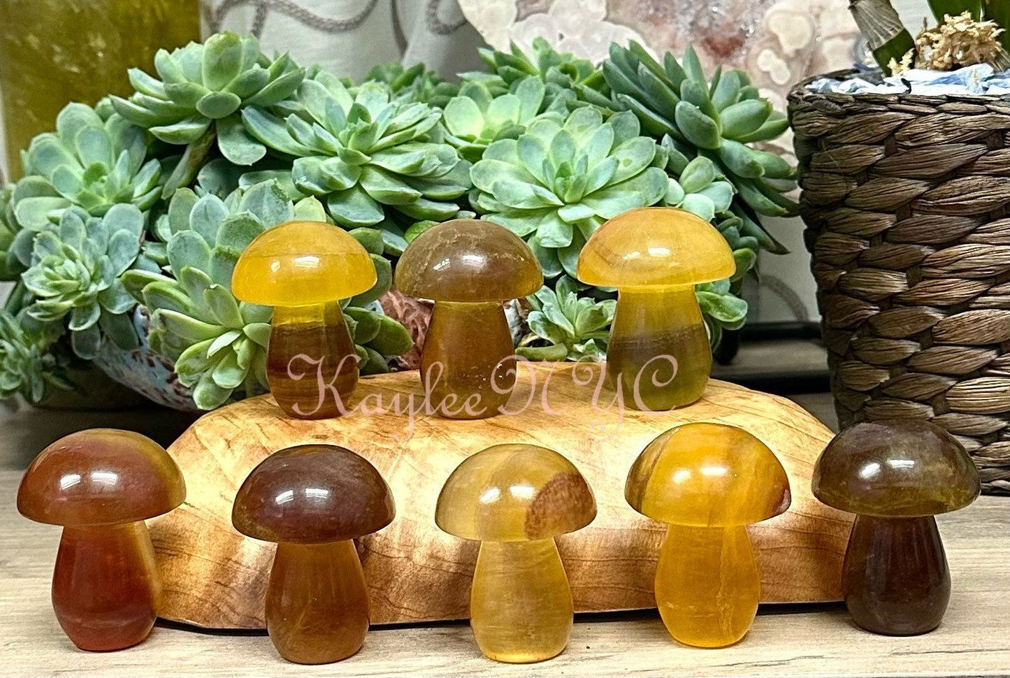 Wholesale Lot 8 PCs Yellow Fluorite Crystal Mushroom Healing Energy