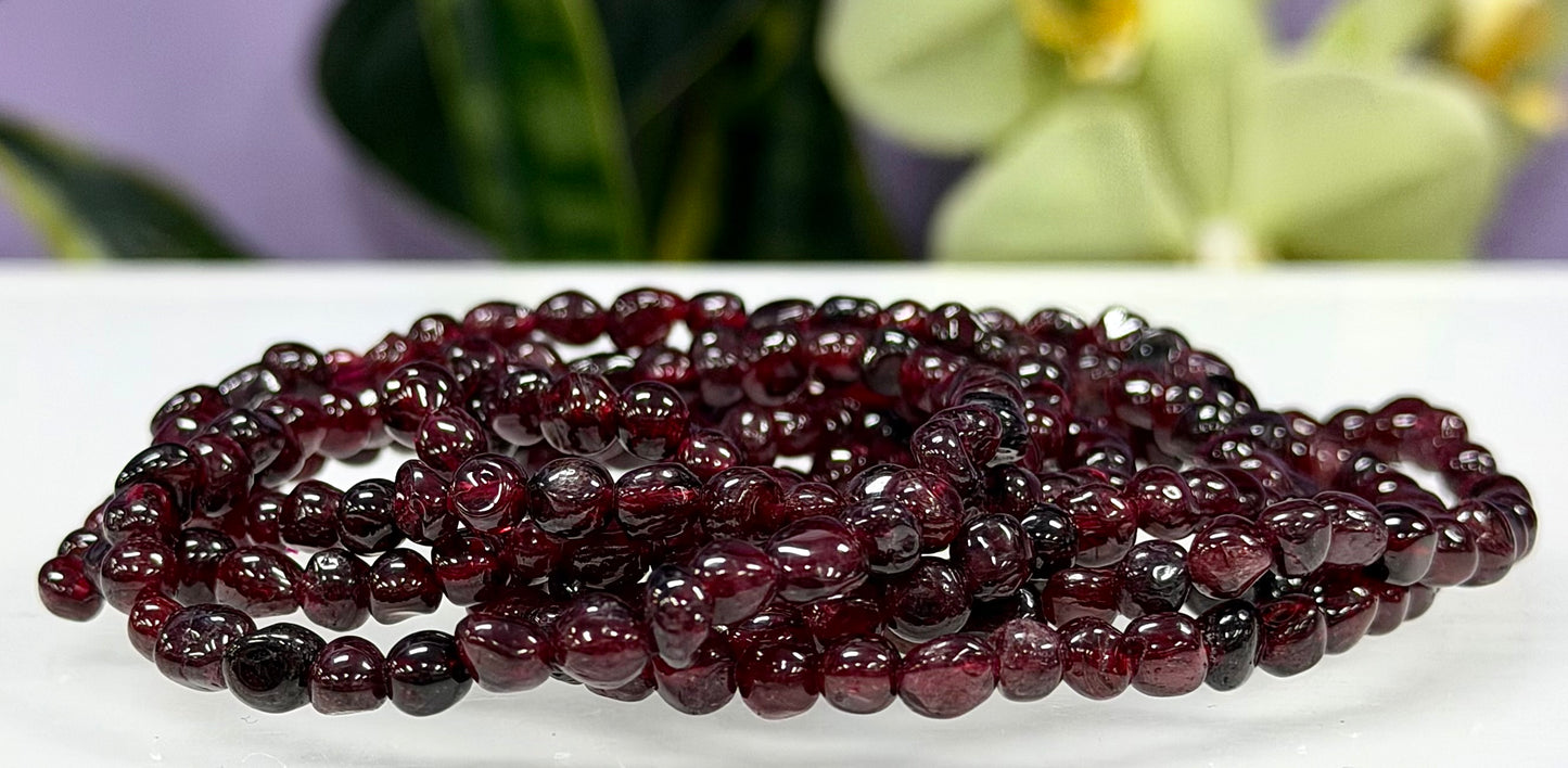 Wholesale 6 Pcs 5mm Natural Garnet 7” Crystal Healing Stretch Bracelet