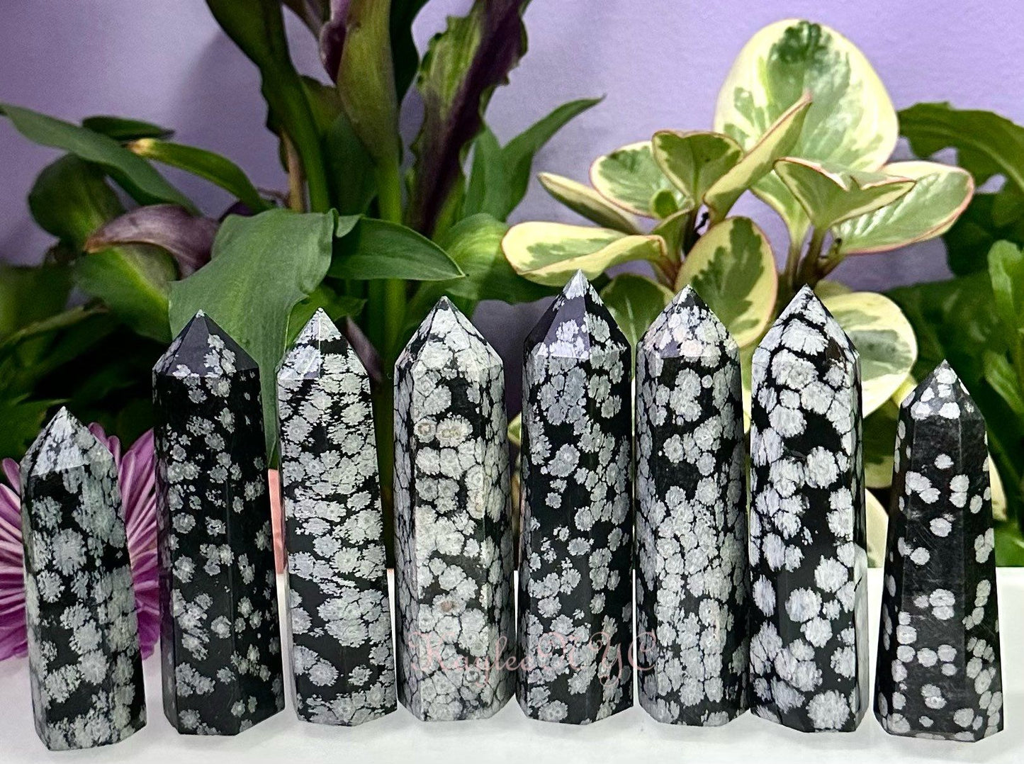 Wholesale Lot 1 Lb Natural Snowflake Obsidian Obelisk Tower Point Crystal Healing