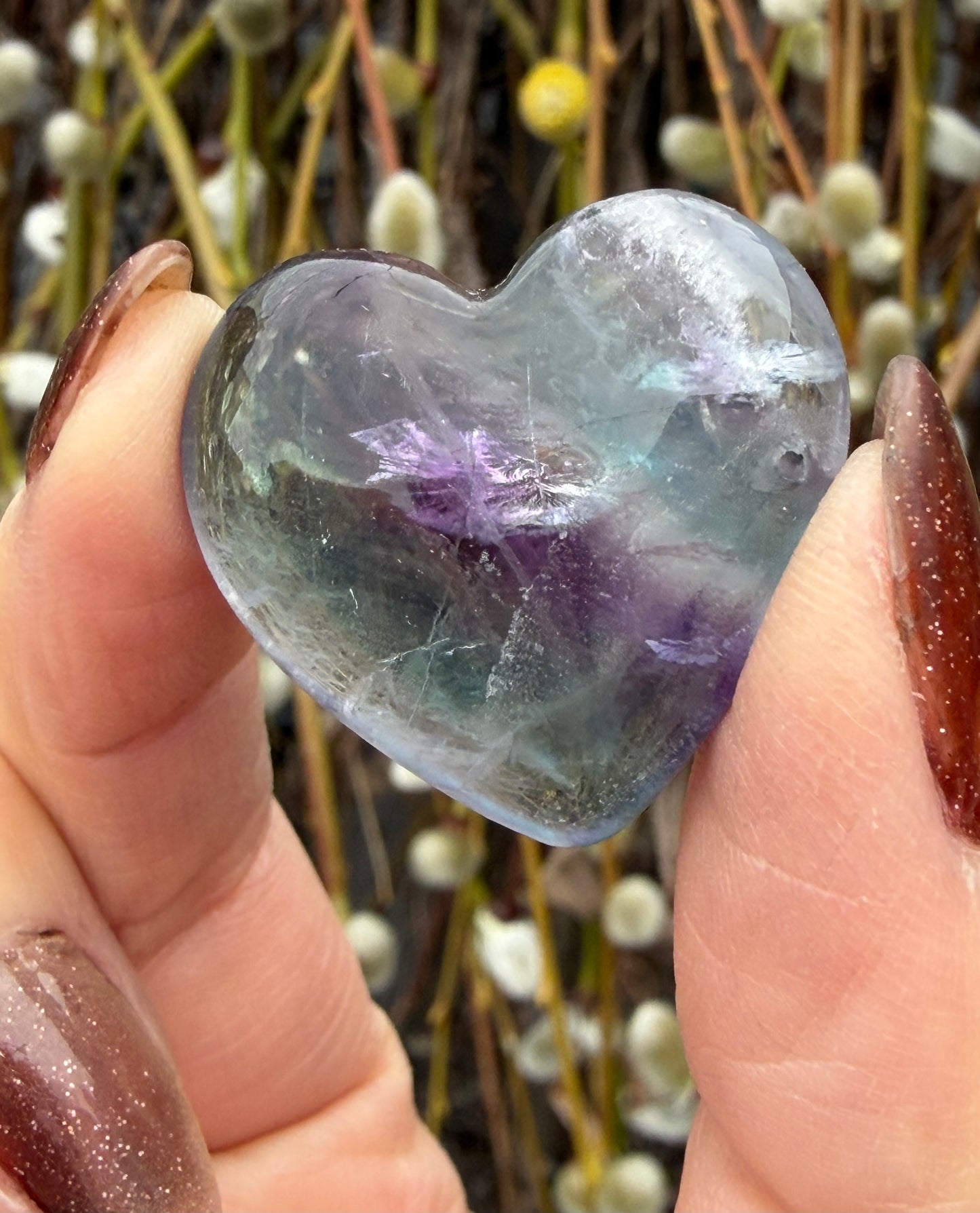 Wholesale Lot 12 Pcs 3cm Natural Fluorite Crystal Heart Healing Energy