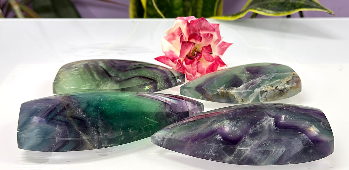 Wholesale Lot 4 pcs Natural Rainbow Fluorite Freeform Crystal Healing Energy 1.9-2lbs