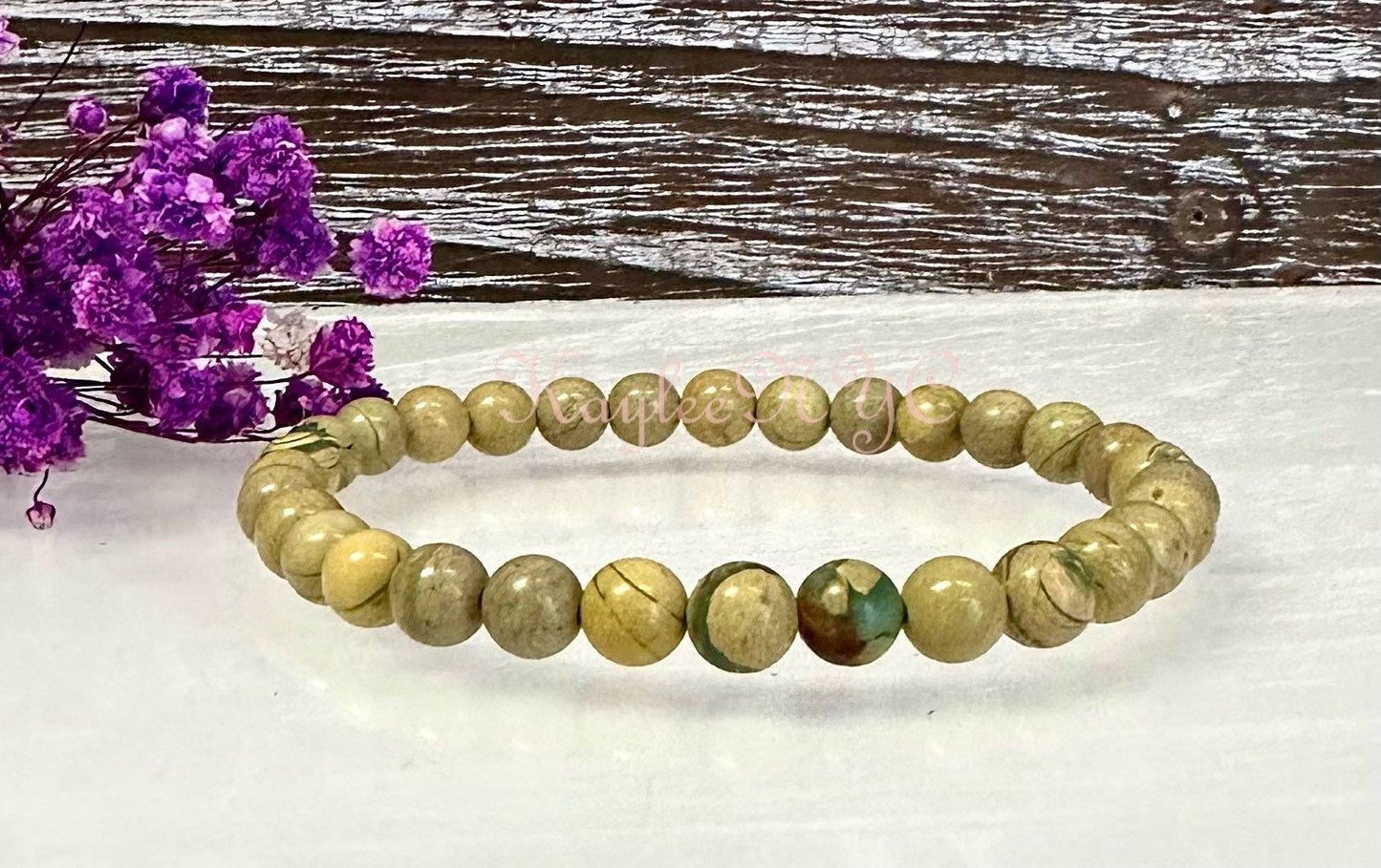 Wholesale 6 Pcs Natural Yellow Unakite Jasper Aka Chrysoprase 6mm 7.5” Crystal Healing Stretch Bracelet