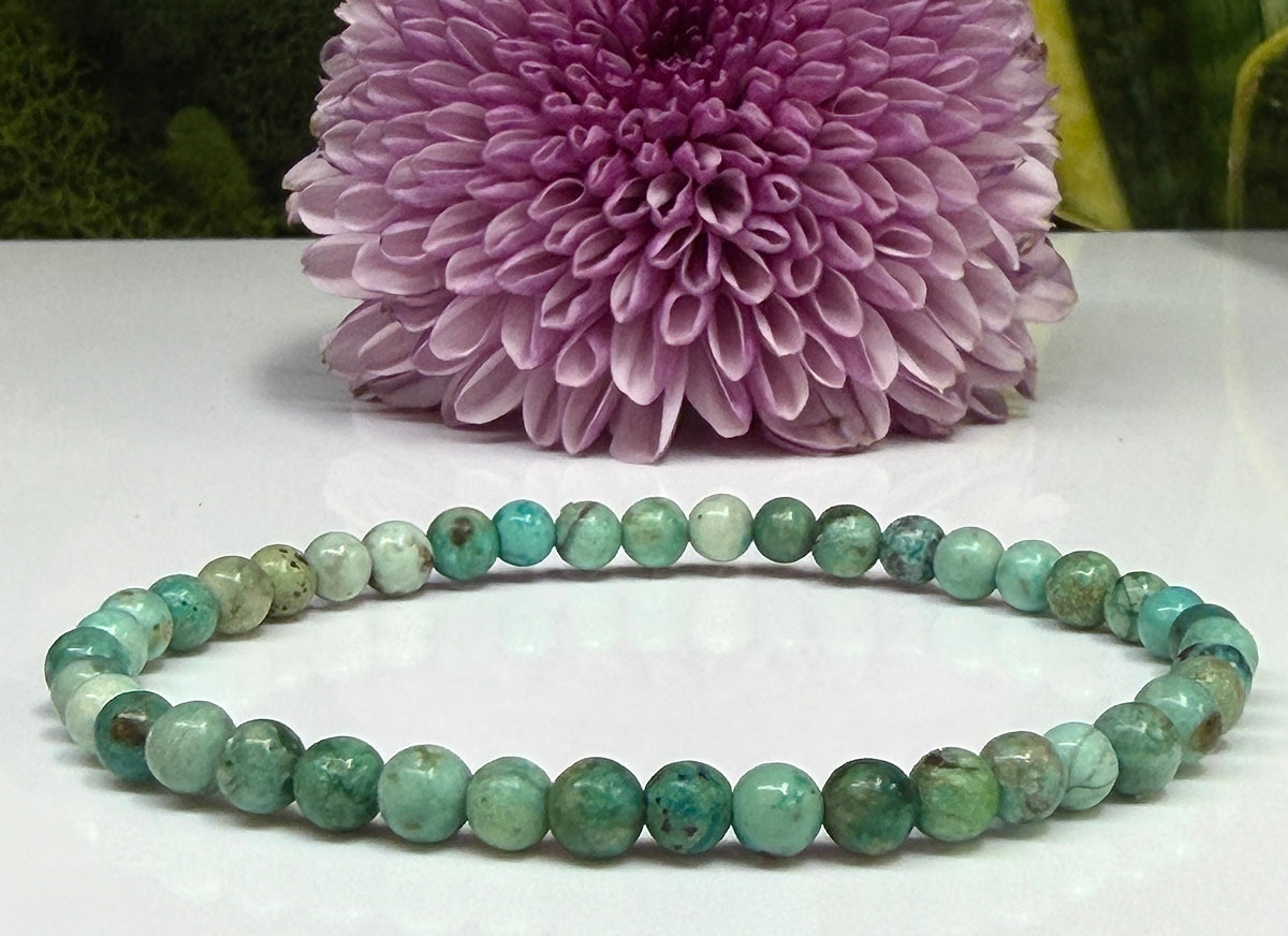 6 PCs 4mm Natural Turquoise Bracelet 7.5”