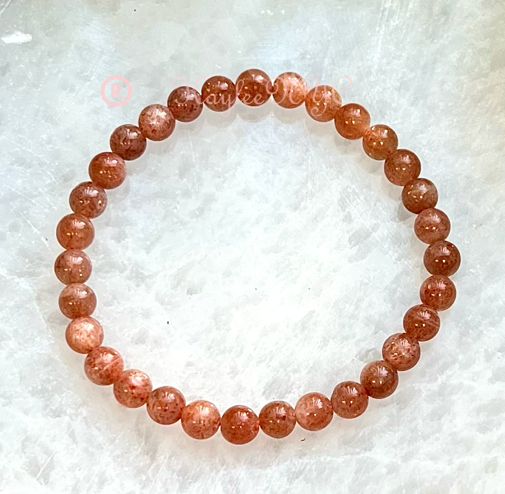 Wholesale lot 6 Pcs Natural Sunstone 6mm 7.5” Crystal Healing Stretch Bracelet