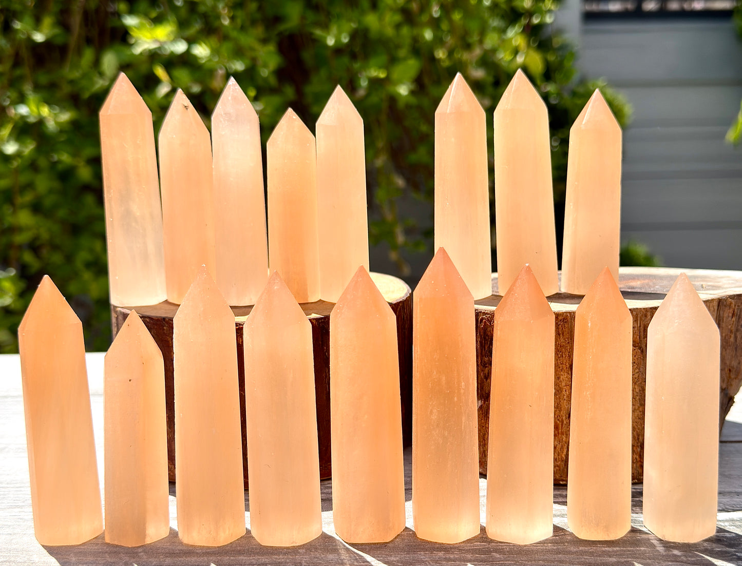 Wholesale Lot 2 lbs Natural Peach Selenite aka Satin Spar Obelisk Tower Point Crystal Healing Energy