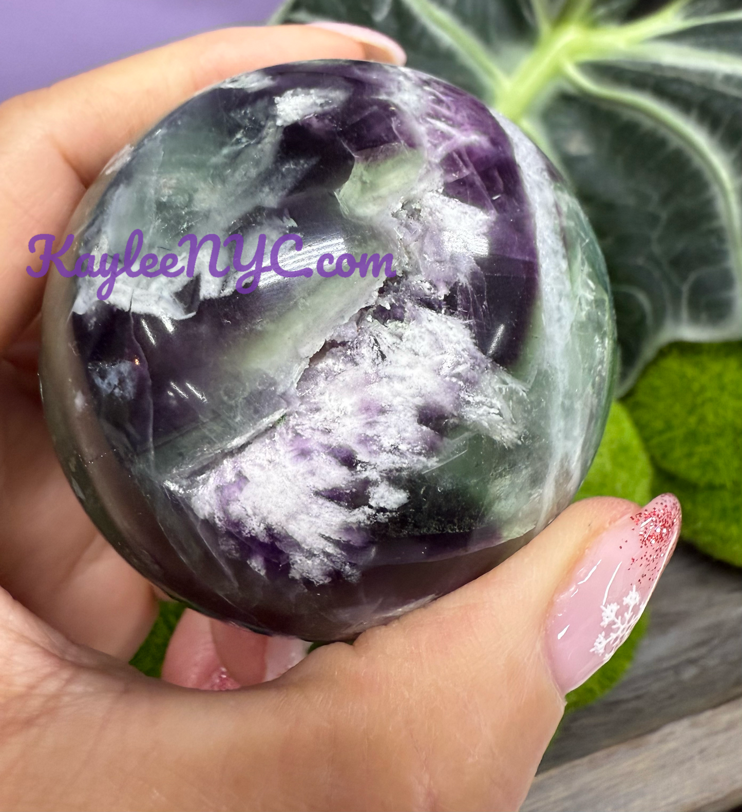 4 PCs Natural Feather Fluorite Sphere Crystals Healing Energy