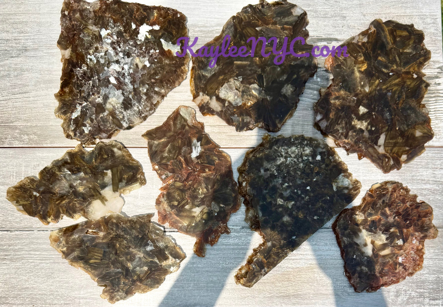 3 PCs Natural Golden Lepidolite Mica Slabs