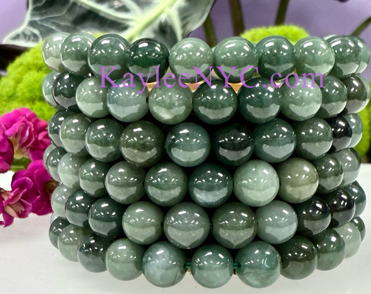 Wholesale 6 Pcs Natural Dark Green Burma Jade 9mm 7.5” Crystal Healing Stretch Bracelet