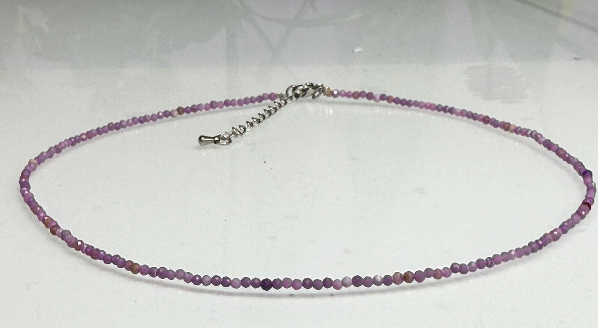 Wholesale 6 PCs 2mm Faceted Phosphosiderite Necklaces with Stainless Steel Findings