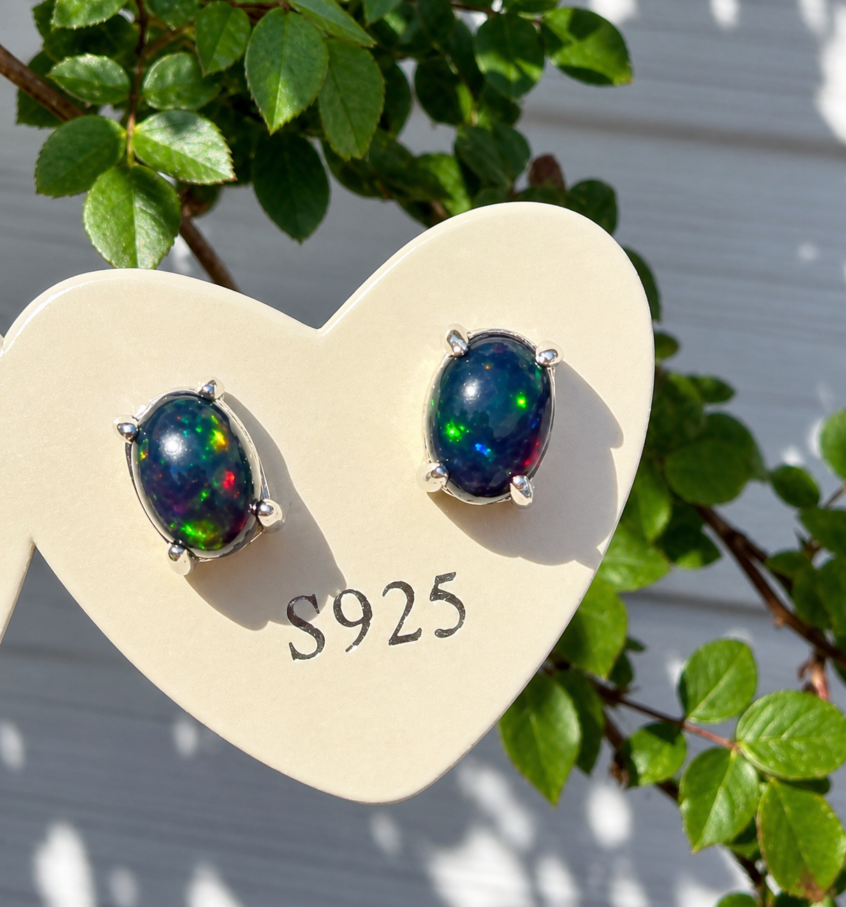 Wholesale 5 Pairs Black Opal Sterling Silver(925) Posts