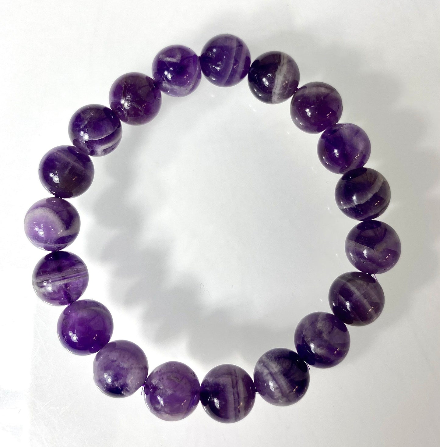 Wholesale 6 Pcs Natural Chevron Amethyst 10mm 7.5” Crystal Healing Stretch Bracelet