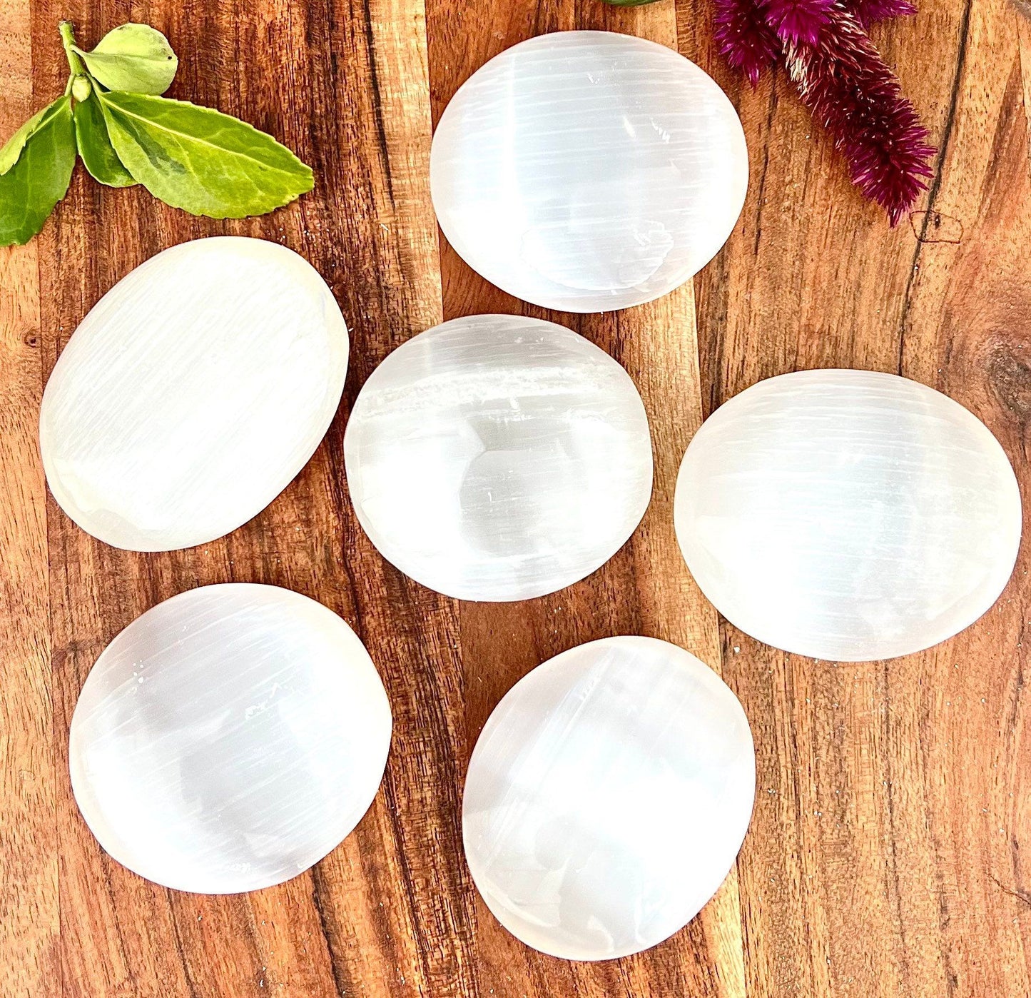 Wholesale Lot 12 pcs 6cm Natural Selenite aka Satin Spar Palm Stones Crystal Healing Energy