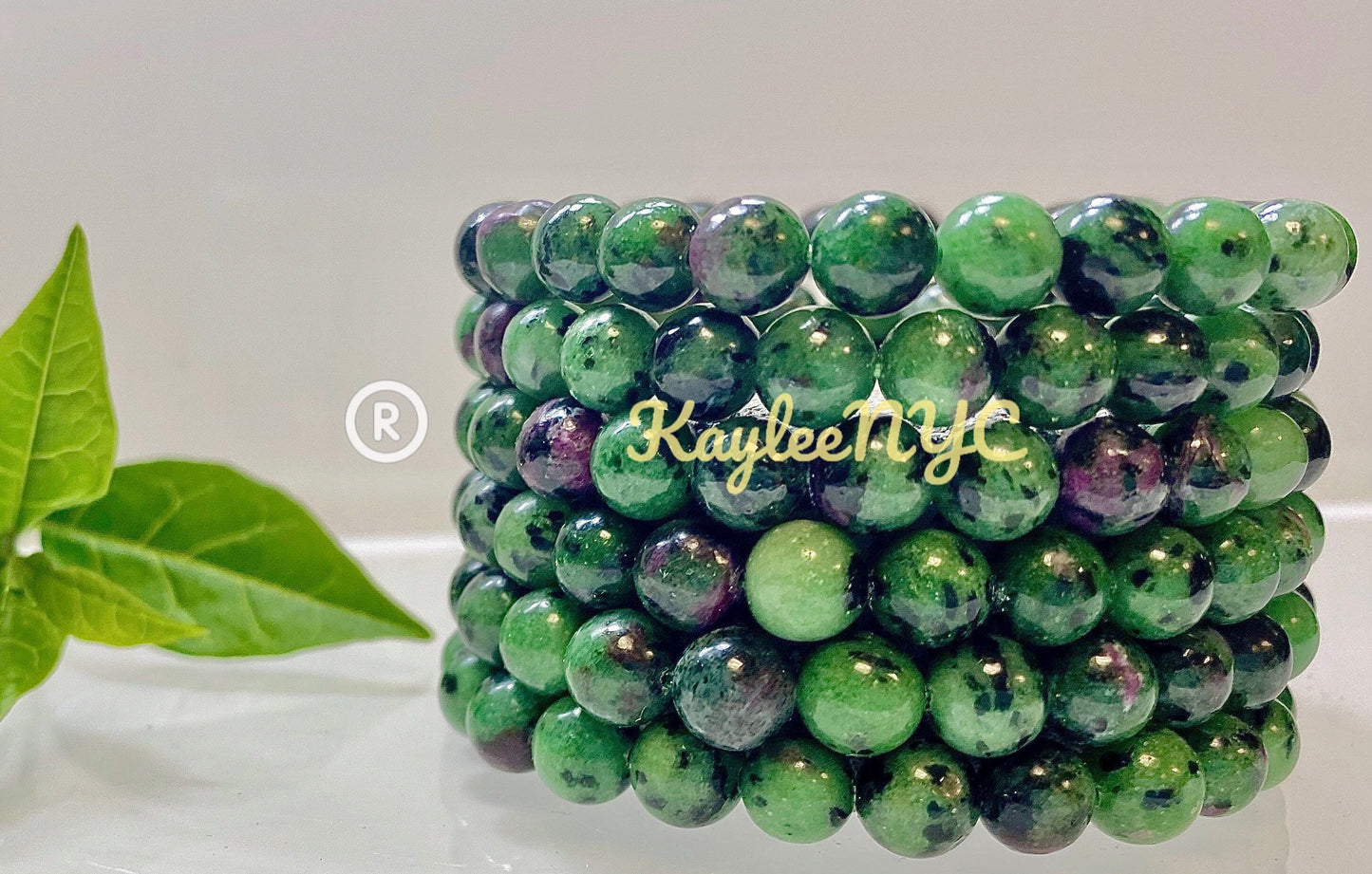 Wholesale 6 Pcs Natural Ruby Zoisite 8mm 7.5” Crystal Healing Stretch Bracelet