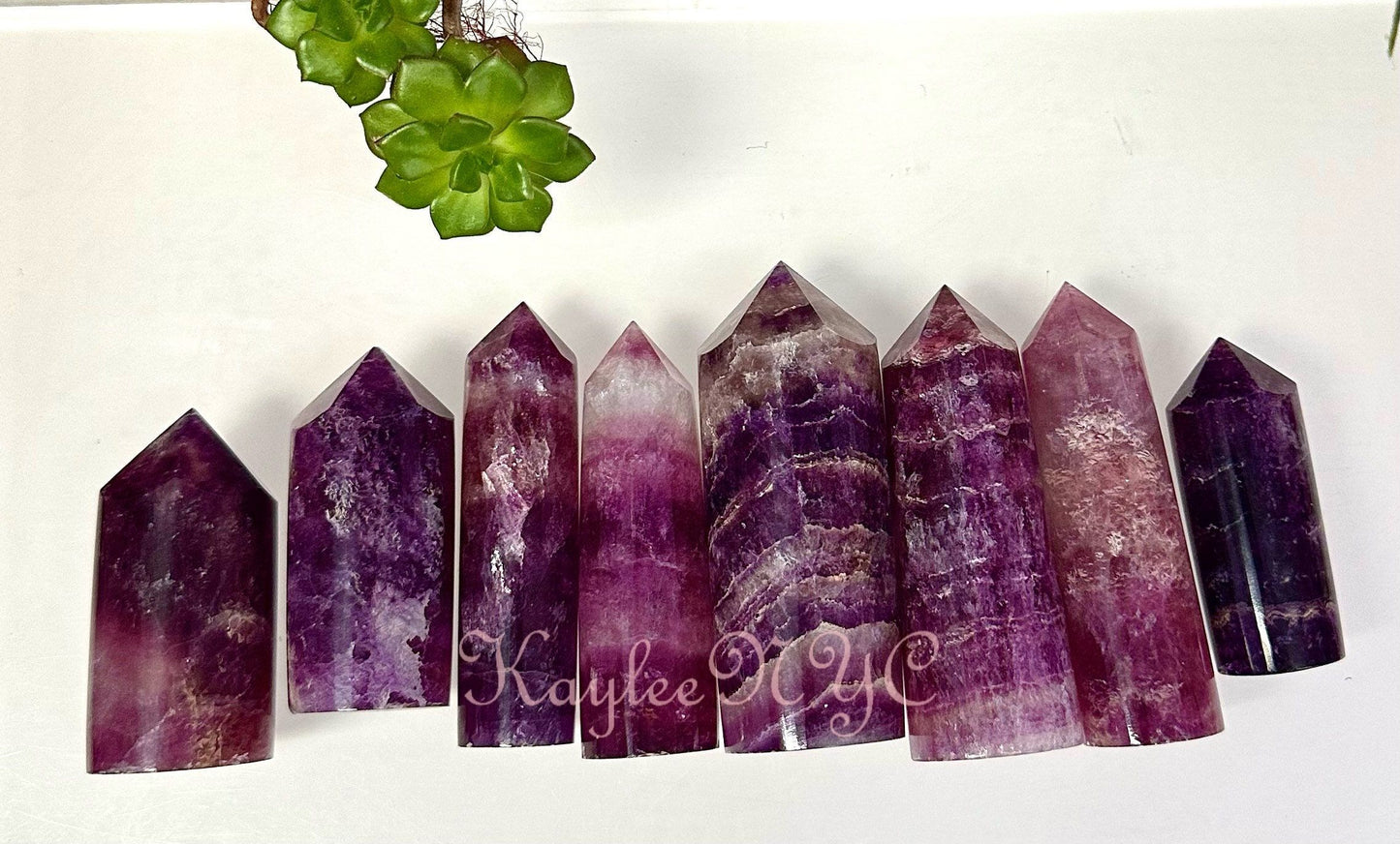 Wholesale Lot 2 Lbs Natural Magenta Fluorite Cylinders Tower Point Crystal Energy