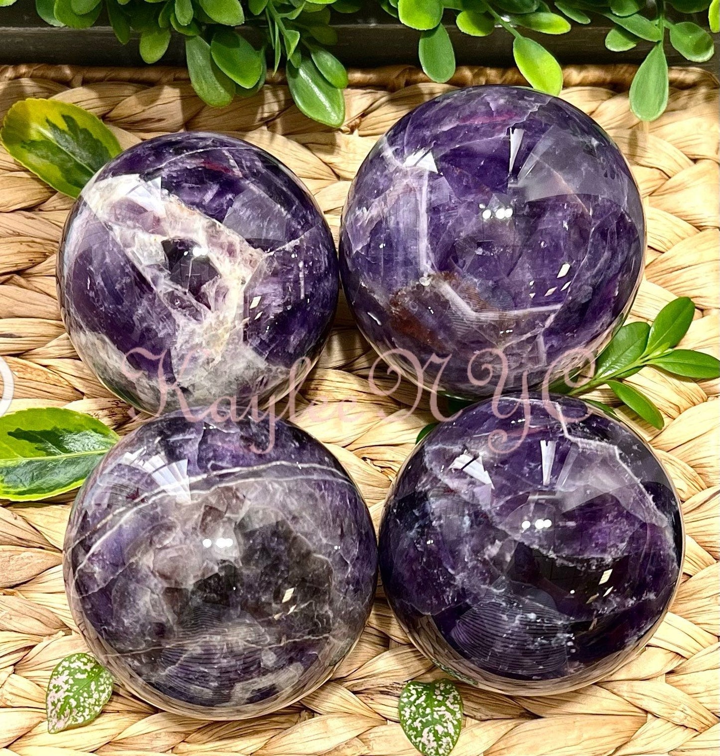 Wholesale Lot 4-5 Pcs Natural Chevron Amethyst Sphere Crystal Ball Nice Quality Healing Energy