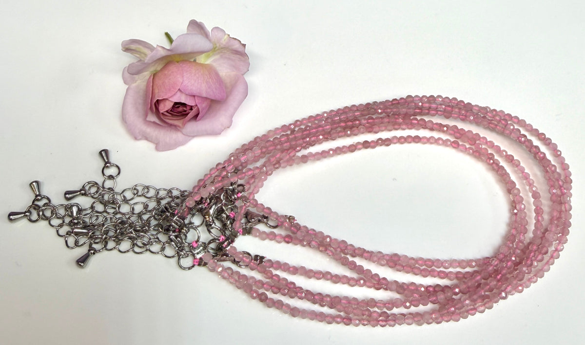 6 PCs 2mm Natural Dark Rose Quartz Anklet Crystals Healing Energy