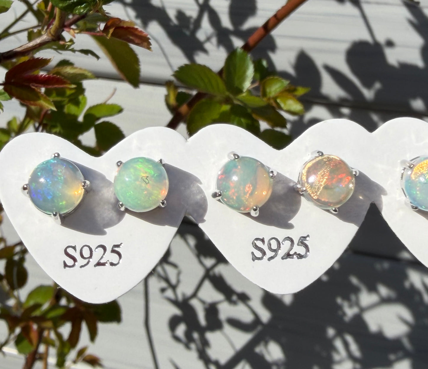 Wholesale 5 Pairs Natural Opal Sterling Silver(925) Posts 6mm