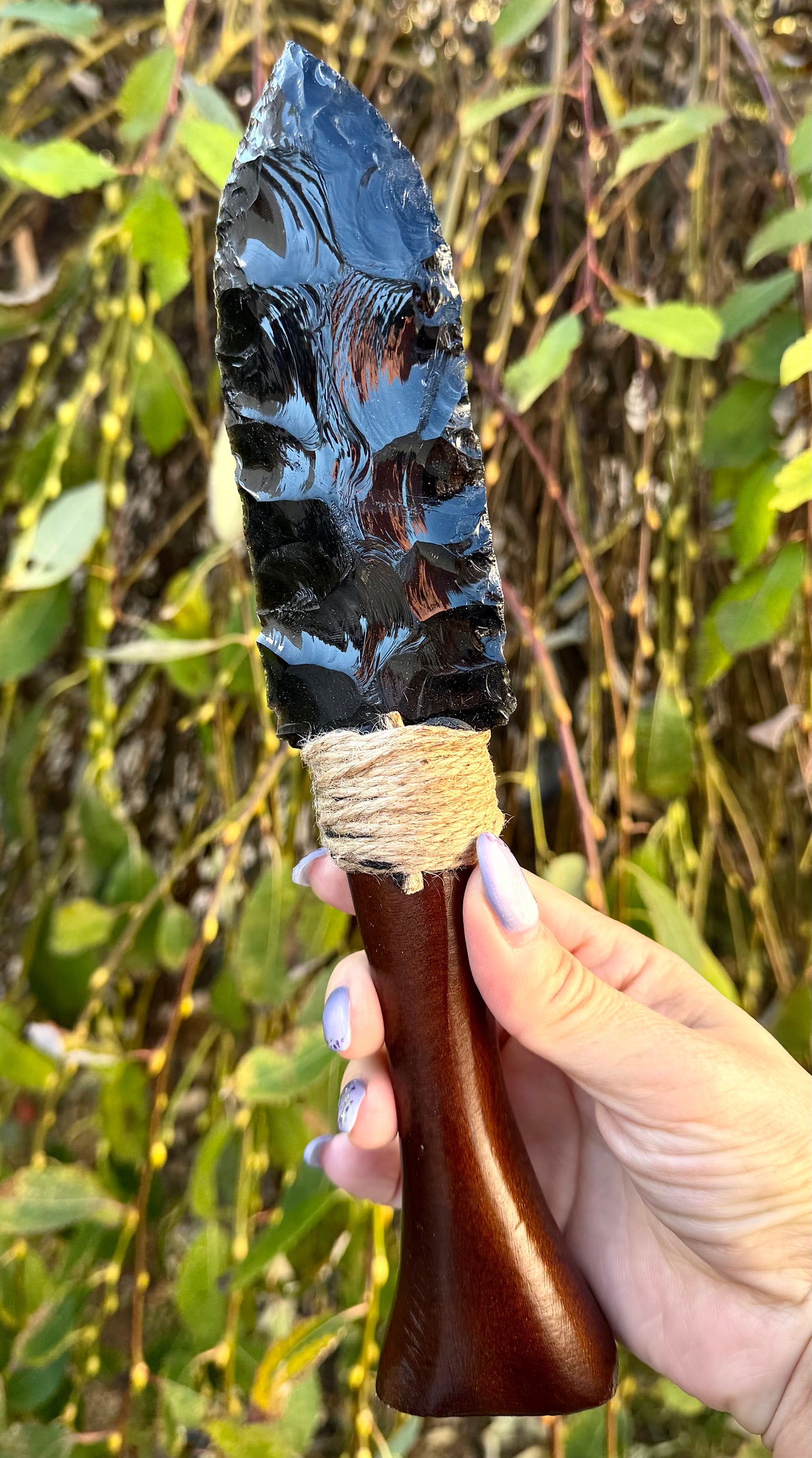 2 pcs Natural Obsidian Dagger & Knife Crystal Healing Energy
