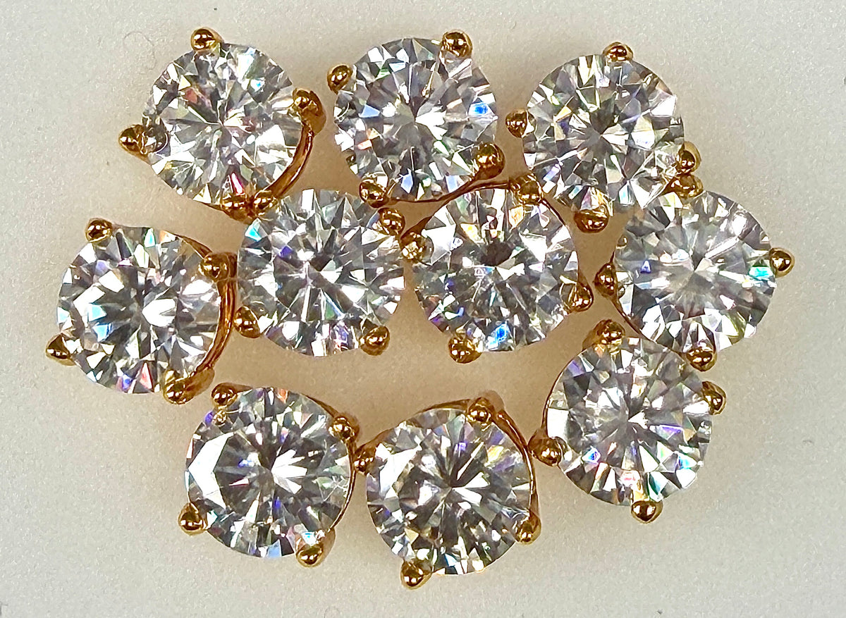 Wholesale Lot 5 Pairs Natural Moissanite Earring Stud 6.5mm