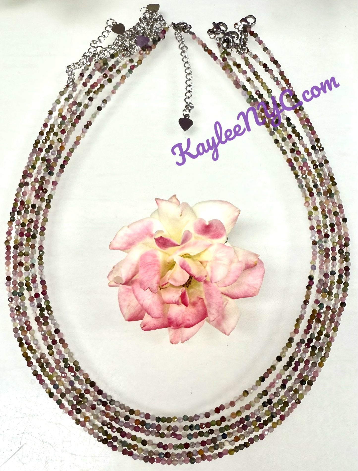 6 PCs 3mm Natural Rainbow Tourmaline Necklaces