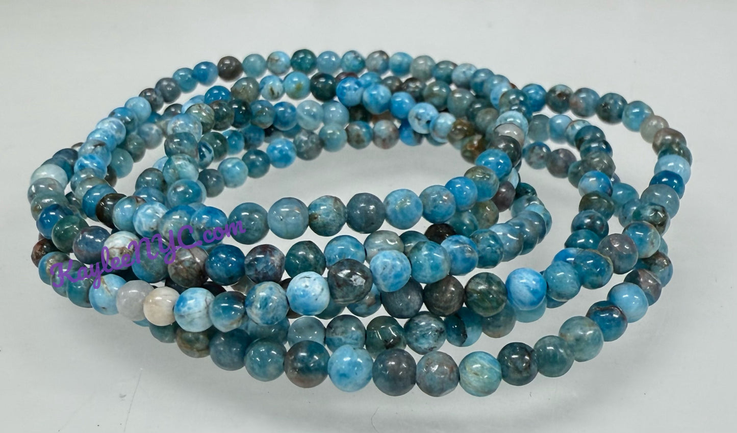 Wholesale Lot 6 Pcs Natural Apatite 4mm 7.5” Crystal Healing Stretch Bracelet