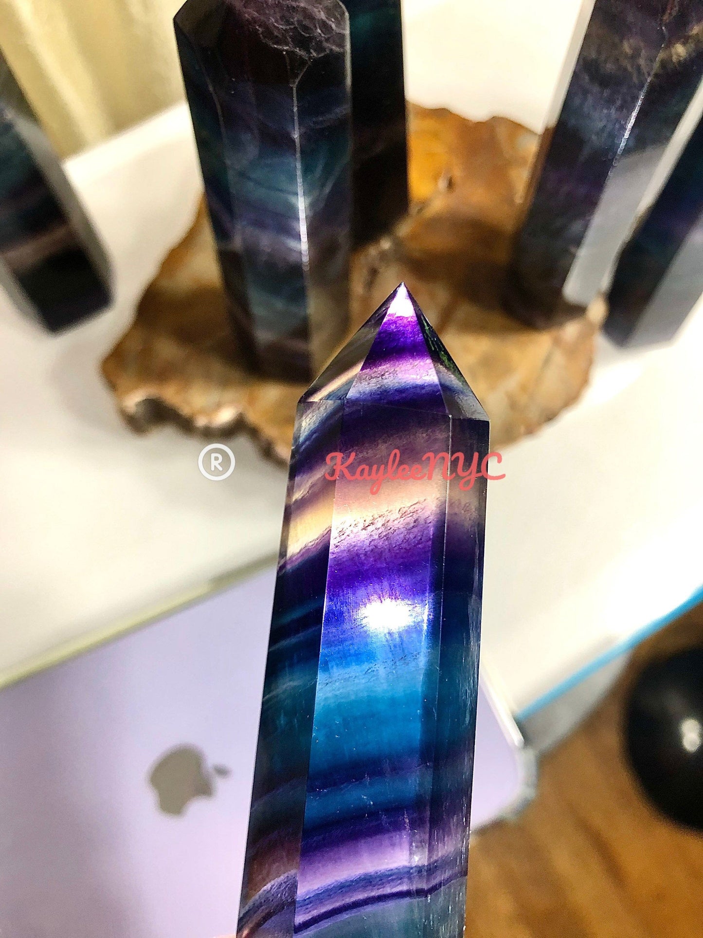 Wholesale Lot 2 Lbs Dark Rainbow Fluorite Obelisk Point Crystal Natural Energy Tower