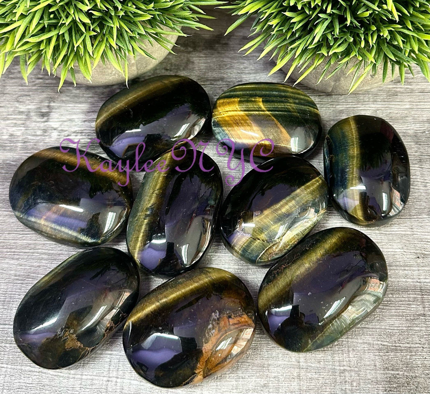 Wholesale Lot 2 Lbs Natural Tiger Eye Palm Stone Crystal