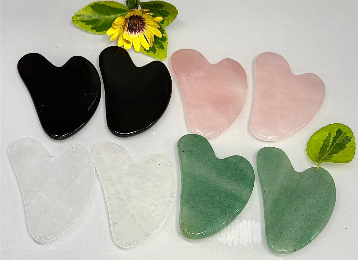 8 pcs Natural Crystal Gua Sha Facial Massage Heart