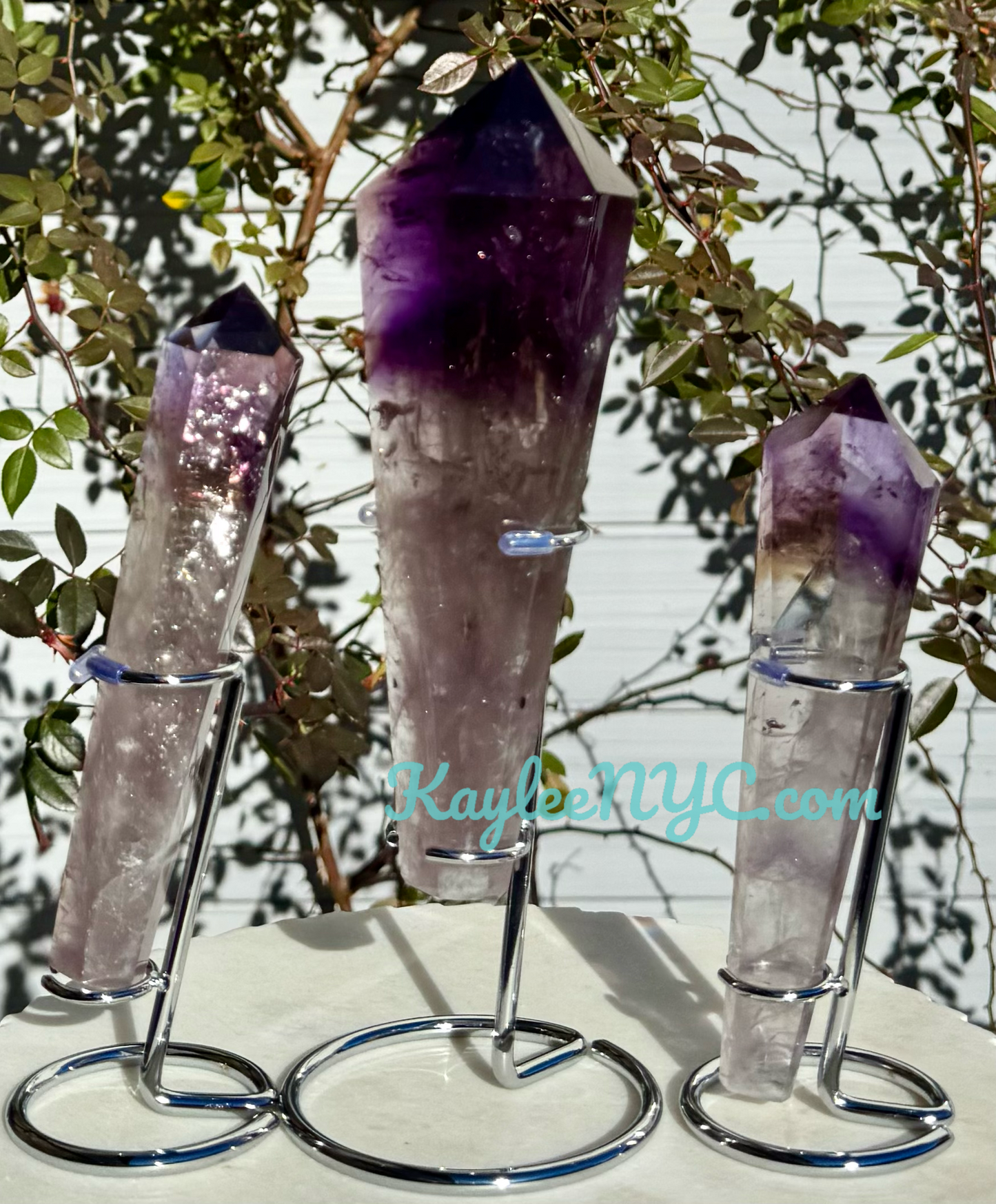 Wholesale Lot 3 pcs Natural Amethyst Septer w stand Crystal Energy