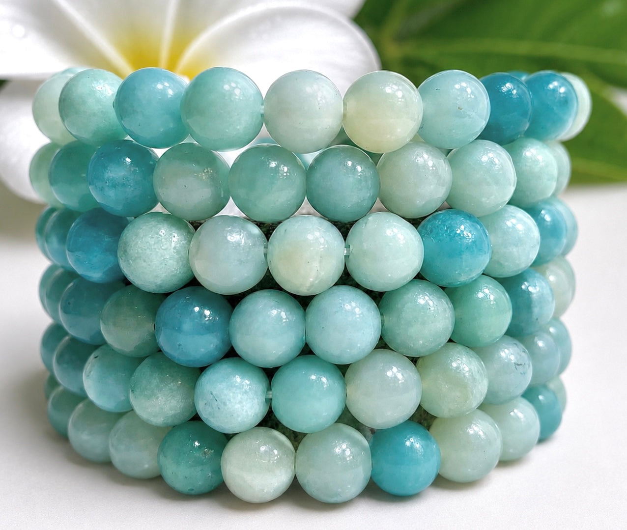 Wholesale 6 Pcs Natural Amazonite Bracelet 8mm 7.5” Healing Energy Crystal