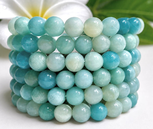Wholesale 6 Pcs Natural Amazonite Bracelet 8mm 7.5” Healing Energy Crystal