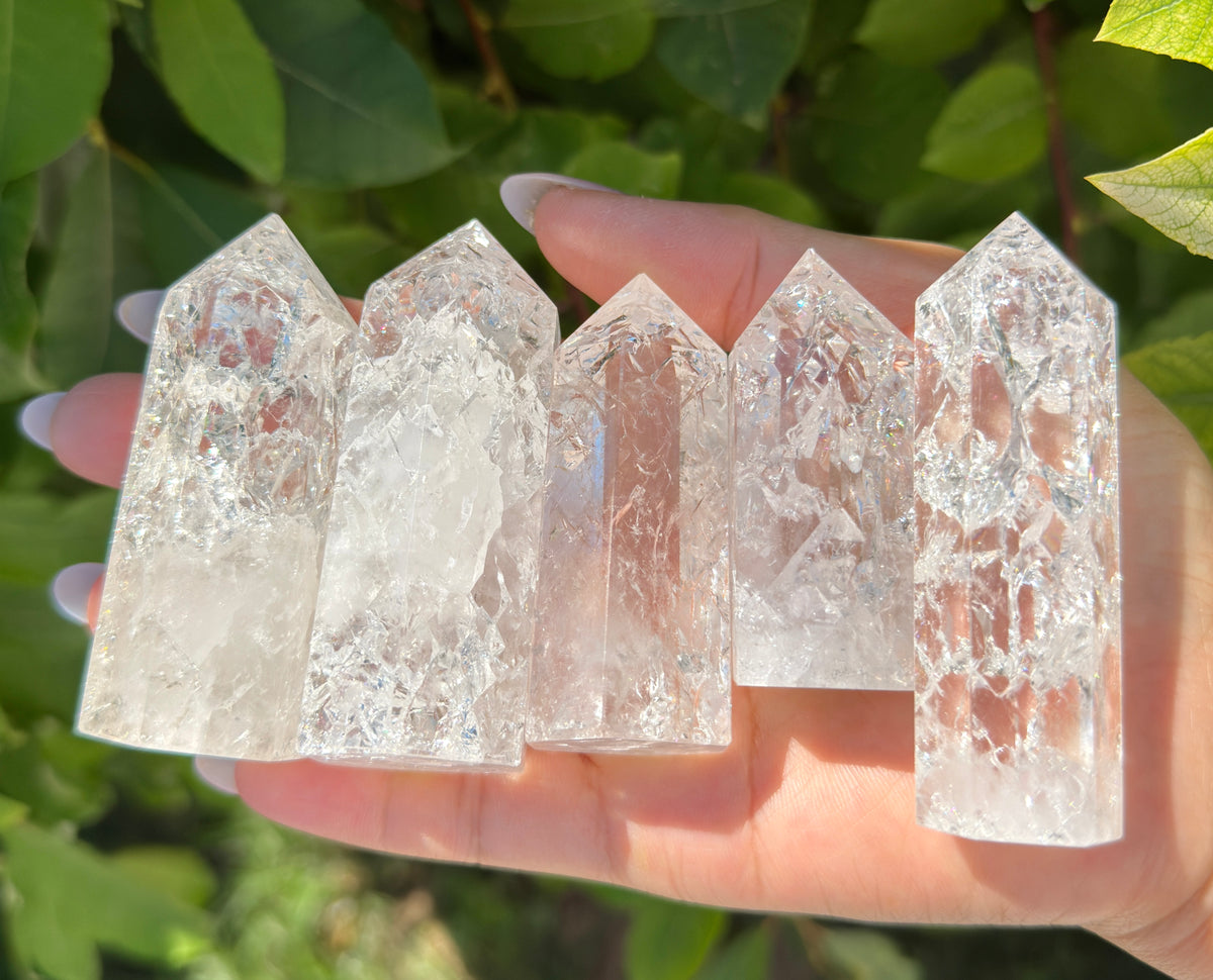 Wholesale Lot 2 Lb Fire & Ice Quartz Obelisk Tower Point Crystal Energy