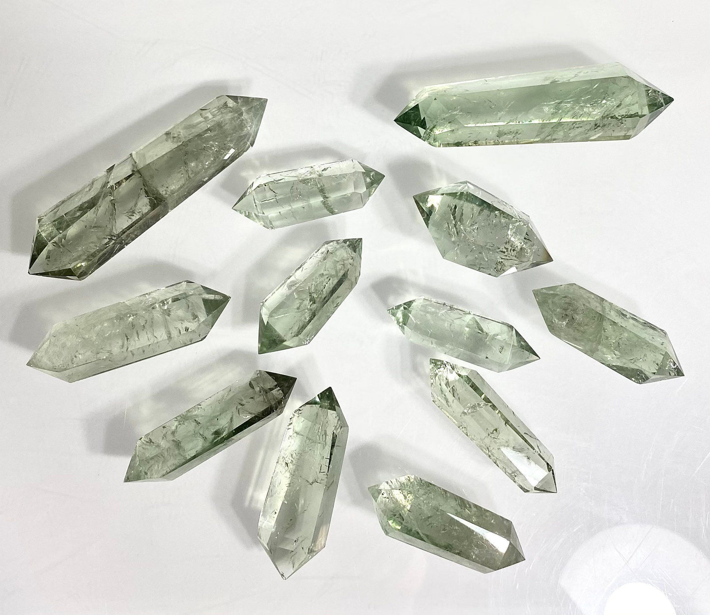 Wholesale Lot 1/2 Lb Prasiolite Green Amethyst Double Terminated Point