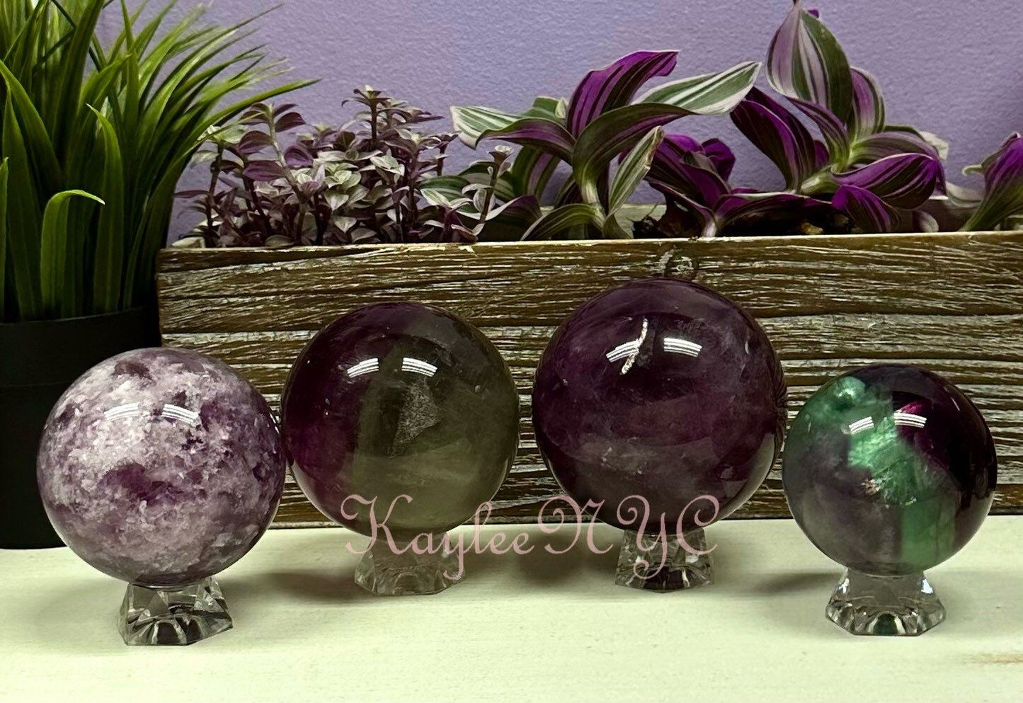 Wholesale Lot 4-5 Pcs Natural Watermelon Fluorite Spheres Crystal Ball 4.8 to 5 Lbs