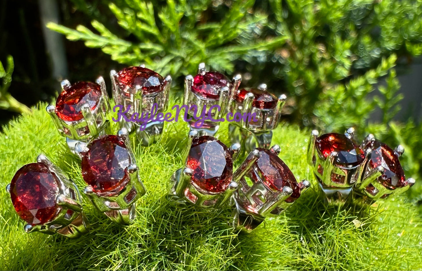 Wholesale Lot 5 Pairs Natural Garnet Sterling Silver(925) Earring Studs 6x9mm