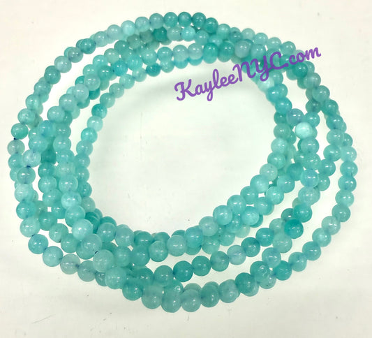 Wholesale Lot 6 Pcs Natural Amazonite 4mm 7.5” Crystal Healing Stretch Bracelet
