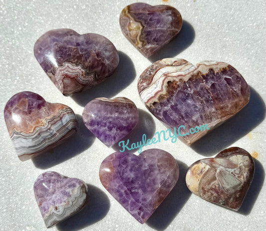 Wholesale 2 Lb Lot Natural Amethyst Lace Agate Heart Crystal Energy
