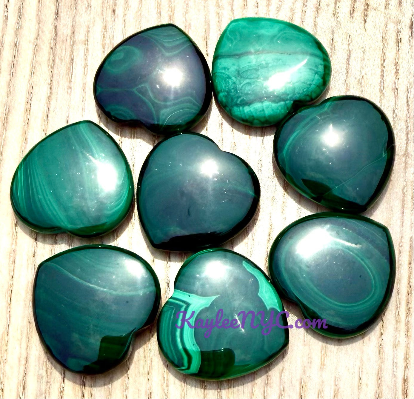 Wholesale Lot 8 pcs Natural Malachite Heart crystal Healing Energy