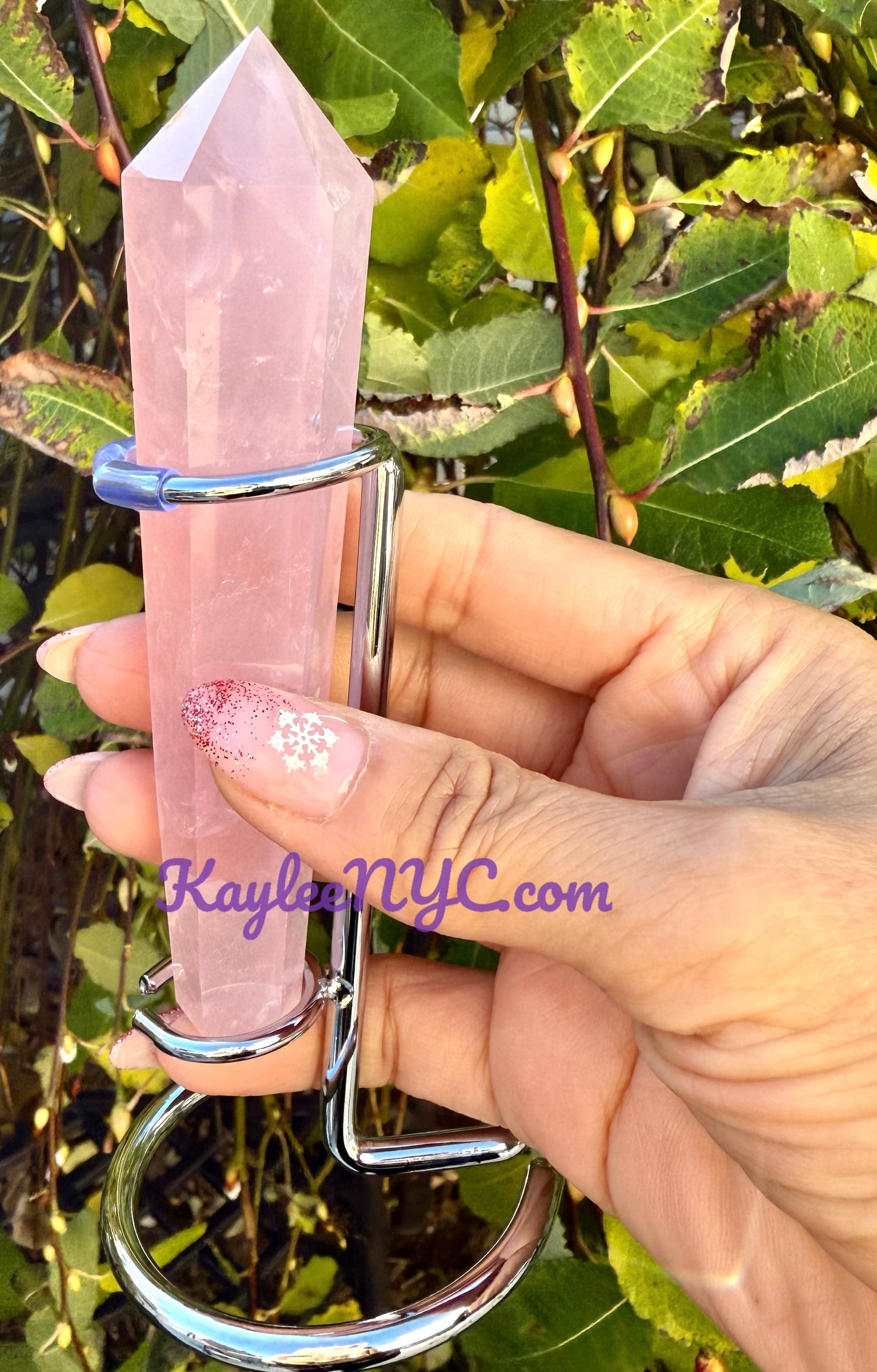 Wholesale Lot 5 pcs Natural Rose Quartz Septer w stand Crystal Energy